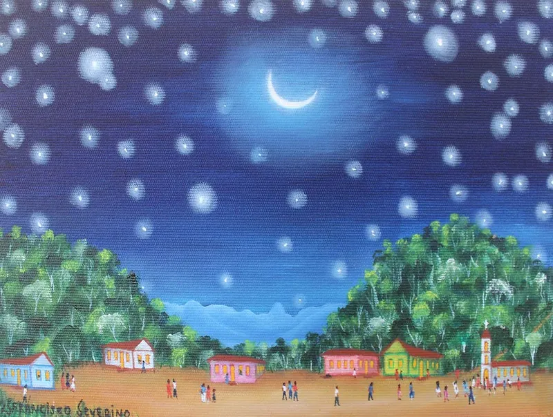 Entardecer com lua, de F. Severino